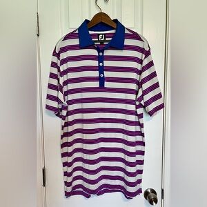 FootJoy Golf Polo Shirt with‎ Blue and Pink Stripes Men’s Size Large